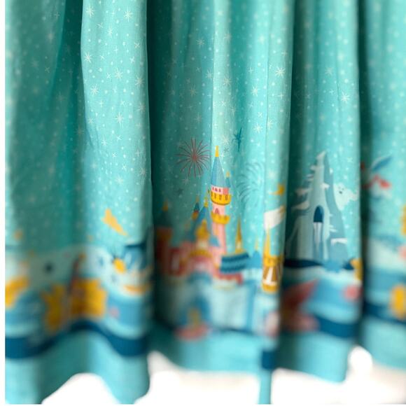 Disneyland Exclusive Ltd Ed Icons Border Print Halter Fit & Flare Dress XS Blue - Picture 4 of 7